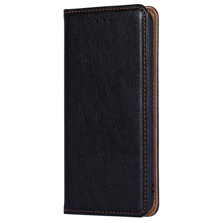 For vivo iQOO Z7x 5G Anti-scratch Leather Wallet Phone Case Solid Color Magnetic Closing Stand Cover - Black