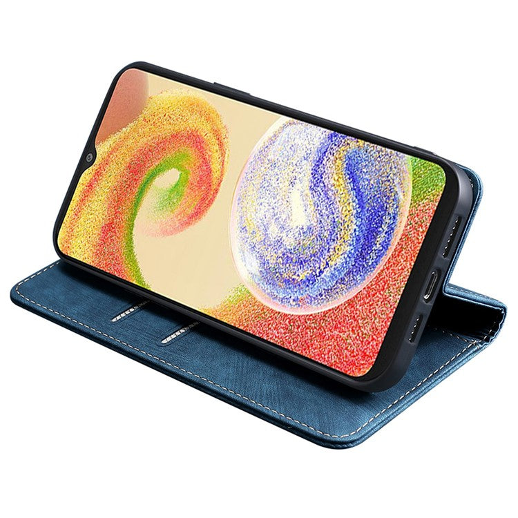 Textured Phone Cover for Samsung Galaxy M14 5G , Stand RFID Blocking Wallet Magnetic Leather Flip Case - Blue