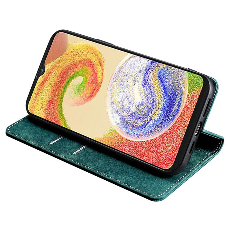 Textured Phone Cover for Samsung Galaxy M14 5G , Stand RFID Blocking Wallet Magnetic Leather Flip Case - Green