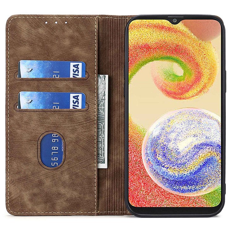 Textured Phone Cover for Samsung Galaxy M14 5G , Stand RFID Blocking Wallet Magnetic Leather Flip Case - Brown