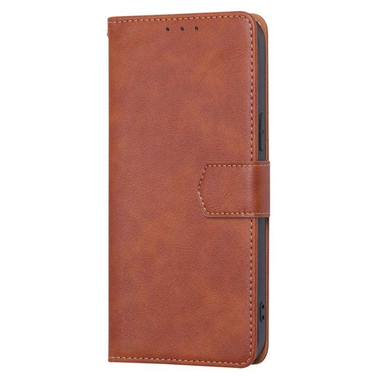 For Samsung Galaxy M14 5G Phone Wallet Case PU Leather RFID Blocking Cowhide Texture Stand Phone Cover - Brown