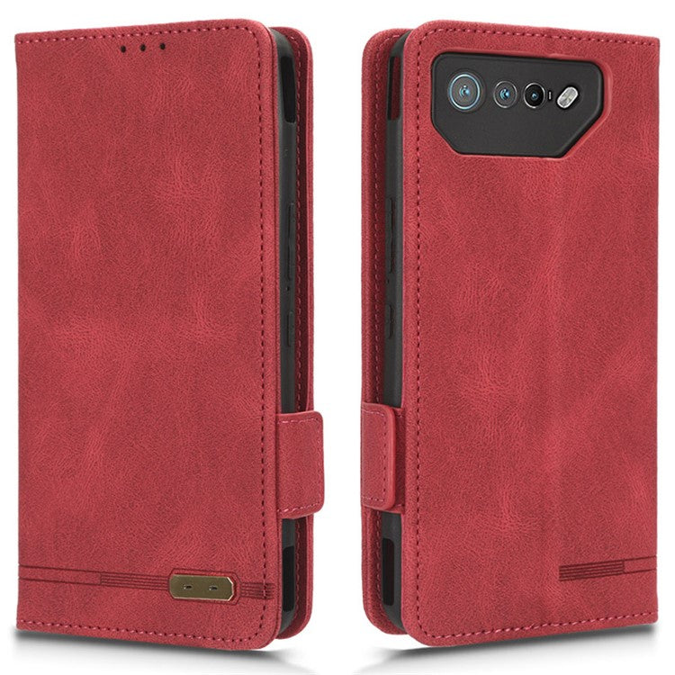 For Asus ROG Phone 7 Ultimate 5G / ROG Phone 7 5G Hardware Decor PU Leather Phone Case Wallet Stand Cover - Rose