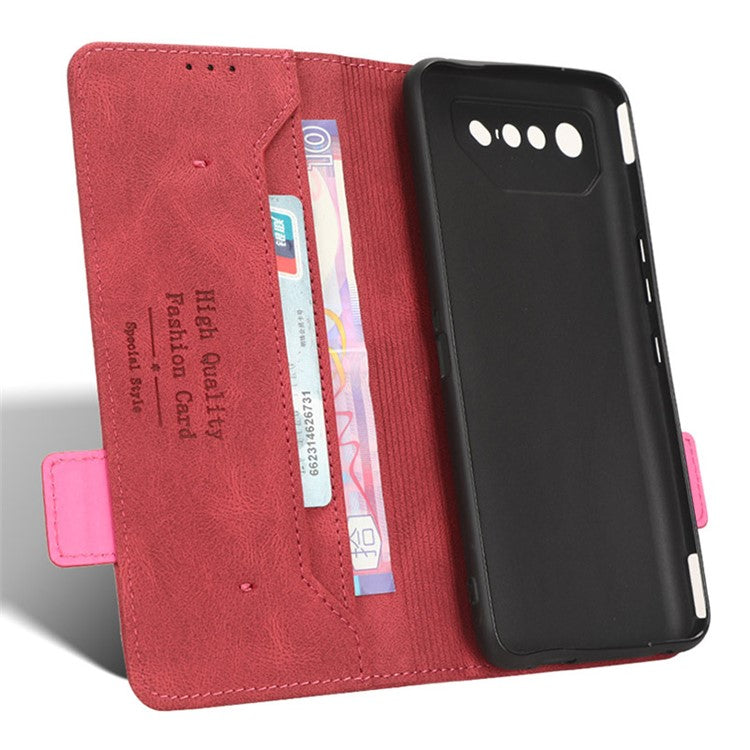 For Asus ROG Phone 7 Ultimate 5G / ROG Phone 7 5G Hardware Decor PU Leather Phone Case Wallet Stand Cover - Rose