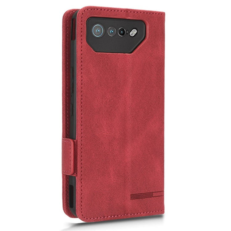 For Asus ROG Phone 7 Ultimate 5G / ROG Phone 7 5G Hardware Decor PU Leather Phone Case Wallet Stand Cover - Rose