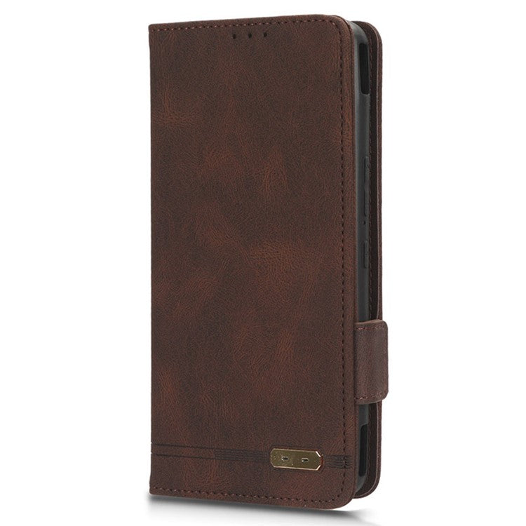 For Asus ROG Phone 7 Ultimate 5G / ROG Phone 7 5G Hardware Decor PU Leather Phone Case Wallet Stand Cover - Coffee