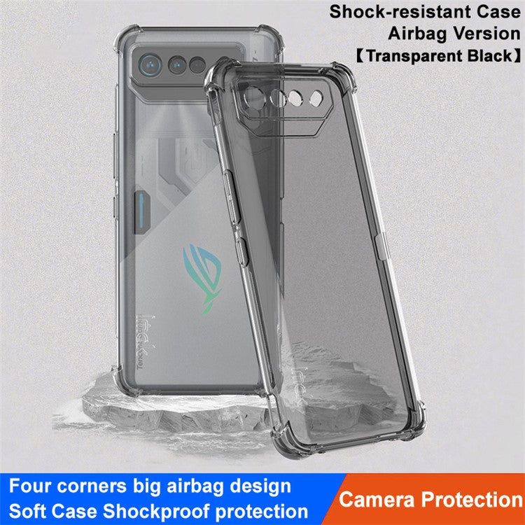 IMAK For Asus ROG Phone 7 5G / Phone 7 Pro / Phone 7 Ultimate 5G Phone Case Airbag Cushion Corner TPU Clear Cover - Transparent Black