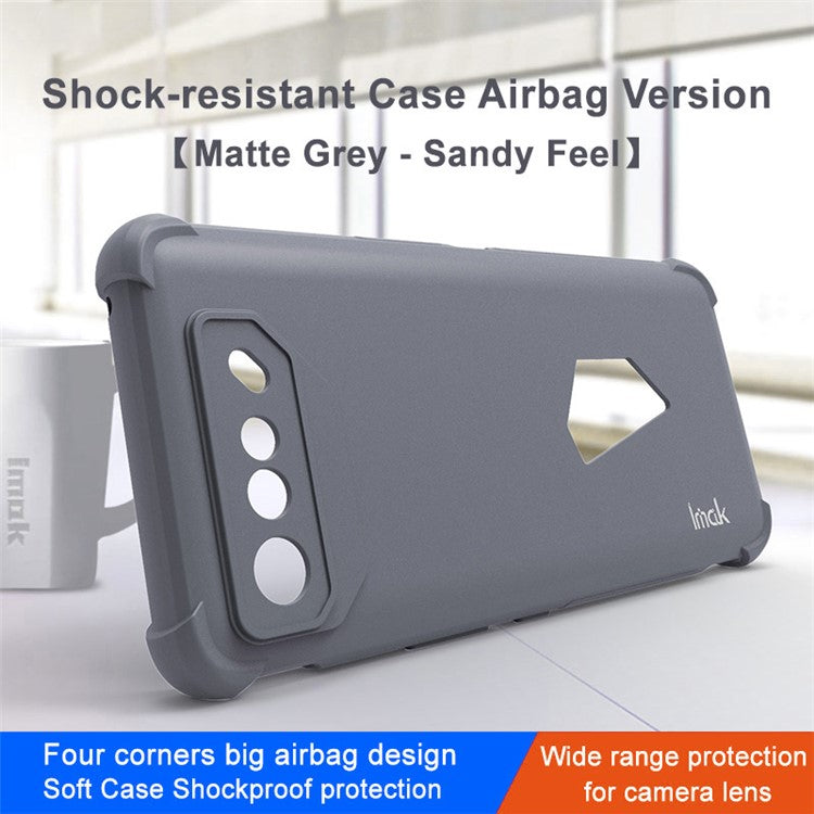 IMAK For Asus ROG Phone 7 5G Matte TPU Phone Case Four Corners Airbag Anti-Scratch Cover - Grey