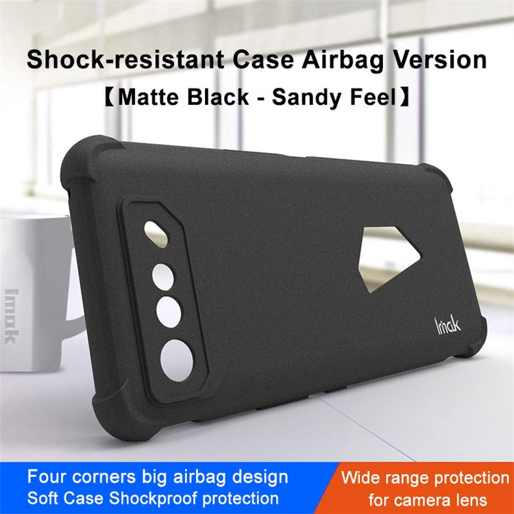 IMAK For Asus ROG Phone 7 5G Matte TPU Phone Case Four Corners Airbag Anti-Scratch Cover - Black