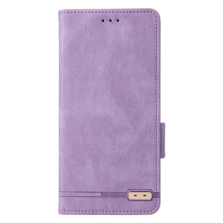 For Samsung Galaxy F14 5G Fall Proof Phone Case Hardware Decor PU Leather Wallet Stand Cover - Purple