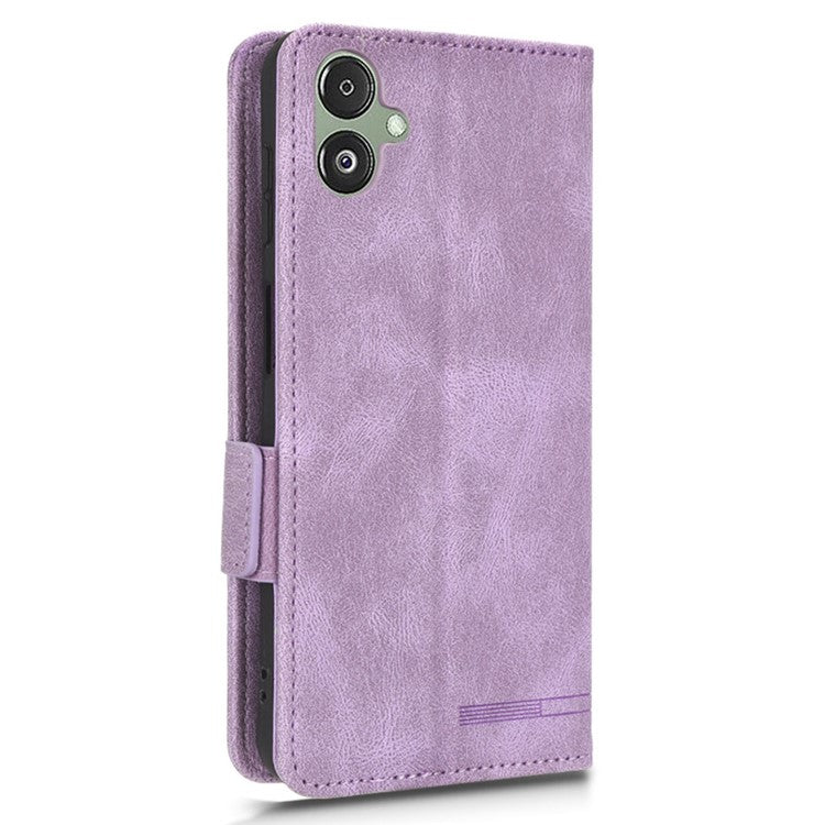 For Samsung Galaxy F14 5G Fall Proof Phone Case Hardware Decor PU Leather Wallet Stand Cover - Purple