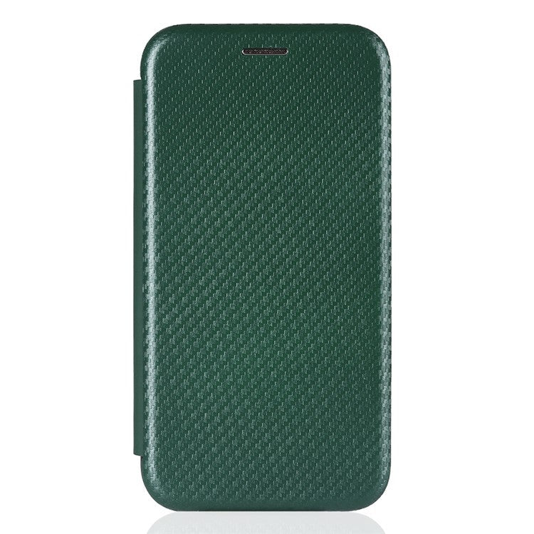 Stand Cover for Oppo A1 5G Carbon Fiber Texture Card Slot PU Leather Shockproof Phone Case - Green
