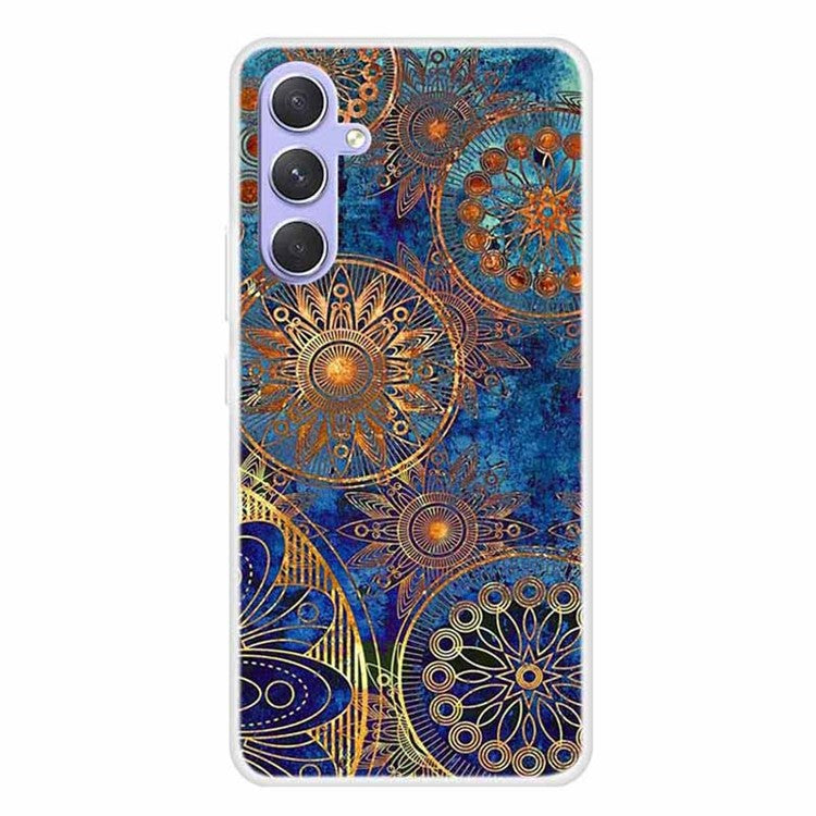 For Samsung Galaxy A54 5G Flexible TPU Protective Cover Pattern Printing Phone Case - Golden Flower