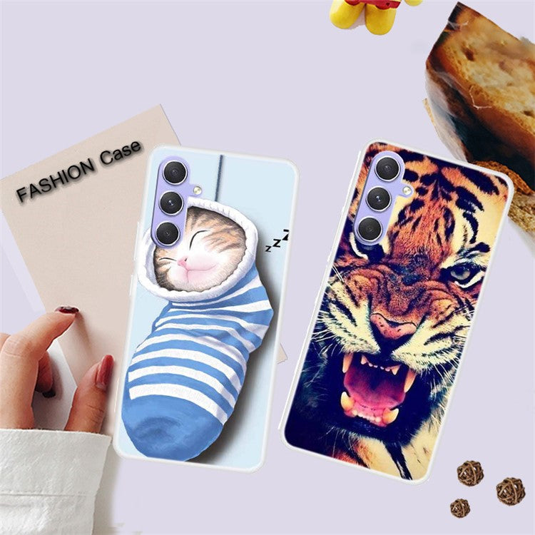 For Samsung Galaxy A54 5G Flexible TPU Protective Cover Pattern Printing Phone Case - Golden Flower