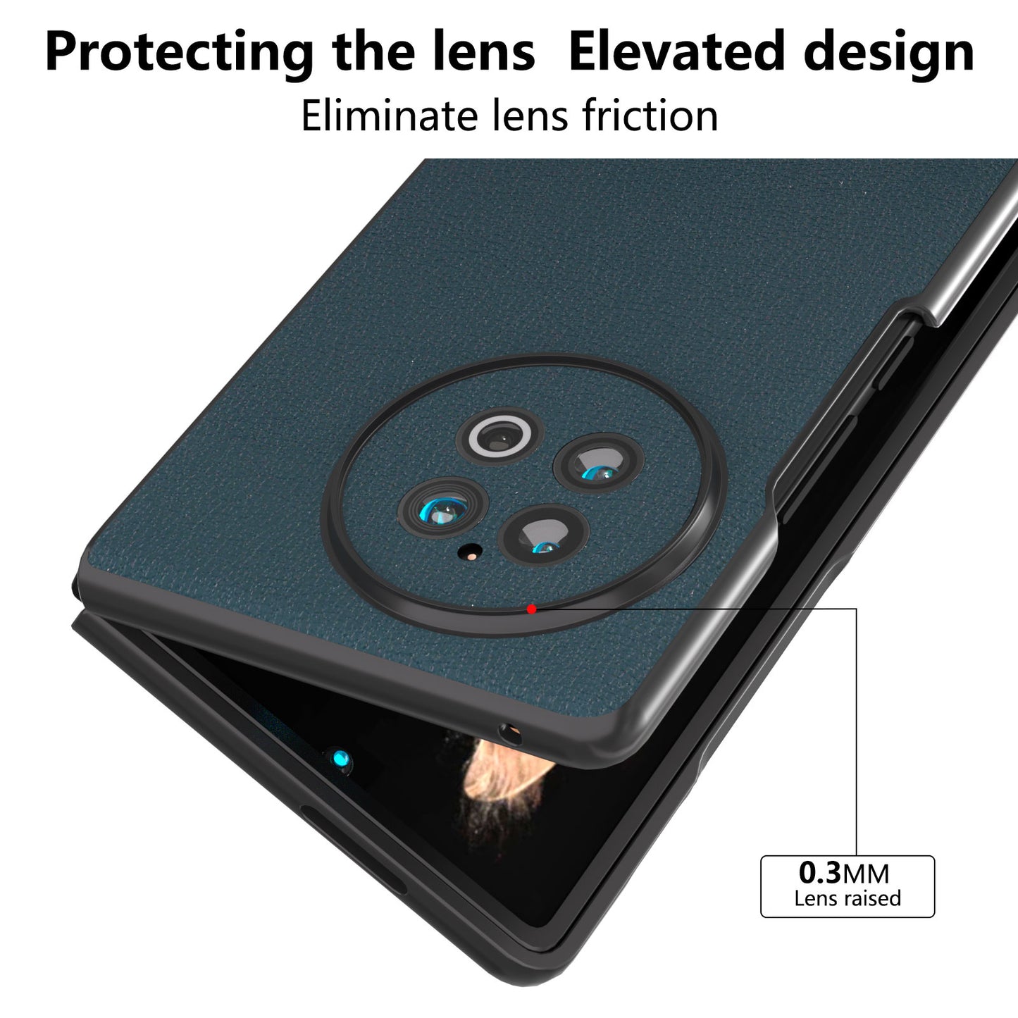 ABEEL Phone Case for vivo X Fold2 Black Edge Shell Genuine Cow Leather Coated PC Back Cover - Green