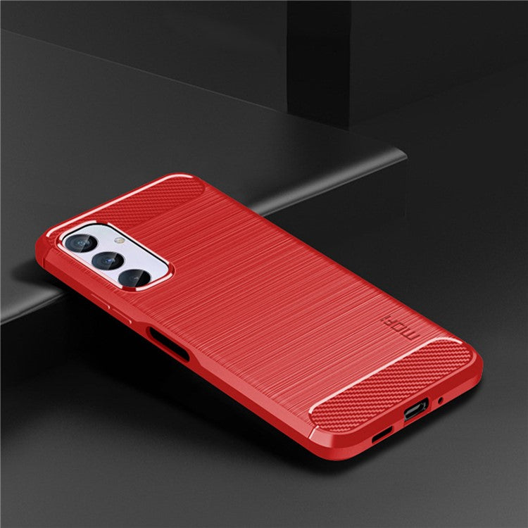 MOFI JK TPU Series-1 for Samsung Galaxy M54 5G / F54 5G Flexible TPU Cover Carbon Fiber Brushed Phone Shell - Red
