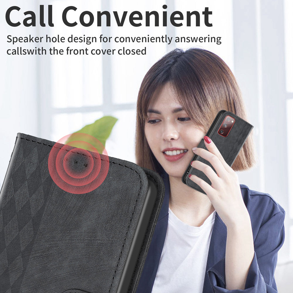 Phone Case for Samsung Galaxy S20 Lite / S20 FE / S20 FE 5G / S20 FE 2022 Wallet Imprinting Pattern Stand Cover - Black