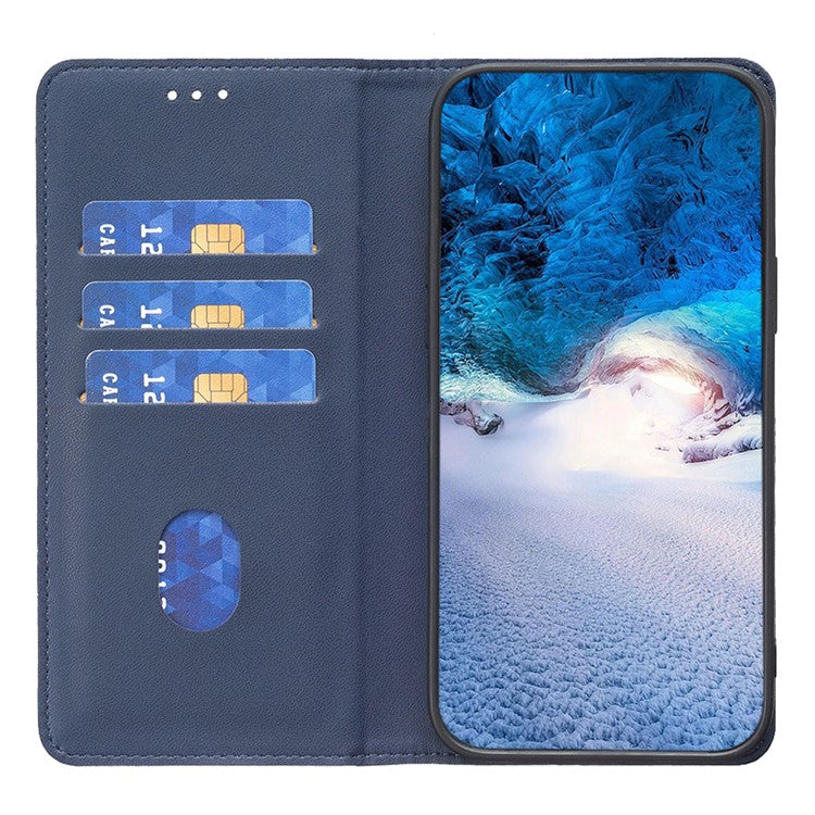 BINFEN COLOR BF18 For Samsung Galaxy A22 4G (EU Version) Phone Case with Card Holder PU Leather Stand Flip Cover - Blue