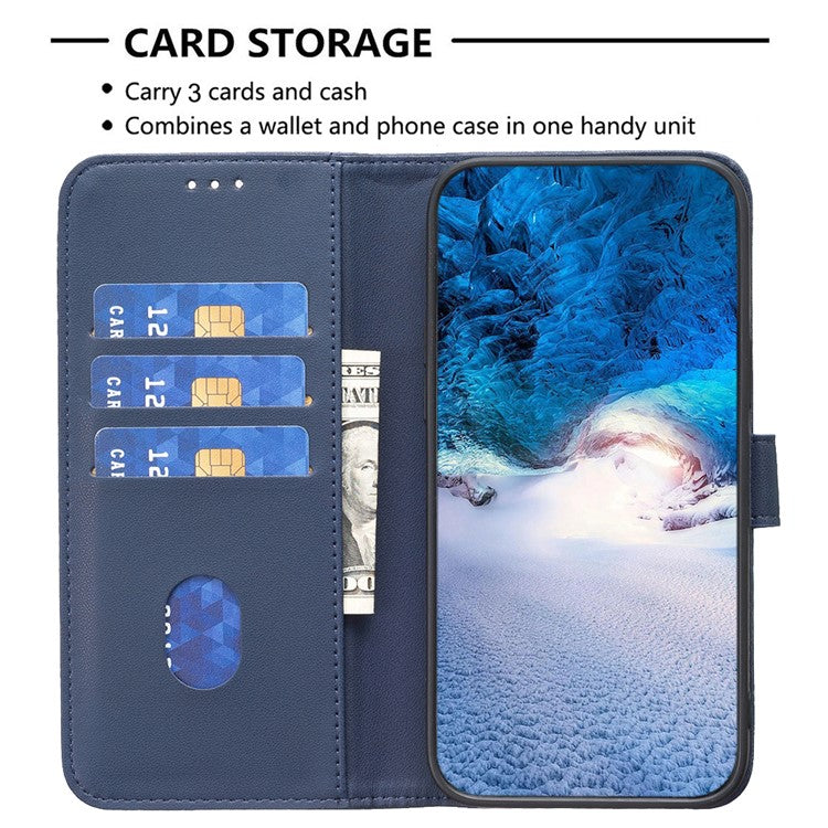 BINFEN COLOR BF17 Phone Leather Cover for Samsung Galaxy A24 4G (162.1 x 77.6 x 8.3mm) Wallet Stand Protective Phone Case - Blue
