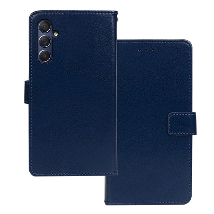 IDEWEI For Samsung Galaxy M54 5G / F54 5G PU Leather Stand Case Crazy Horse Texture Wallet Cover Phone Shell - Blue