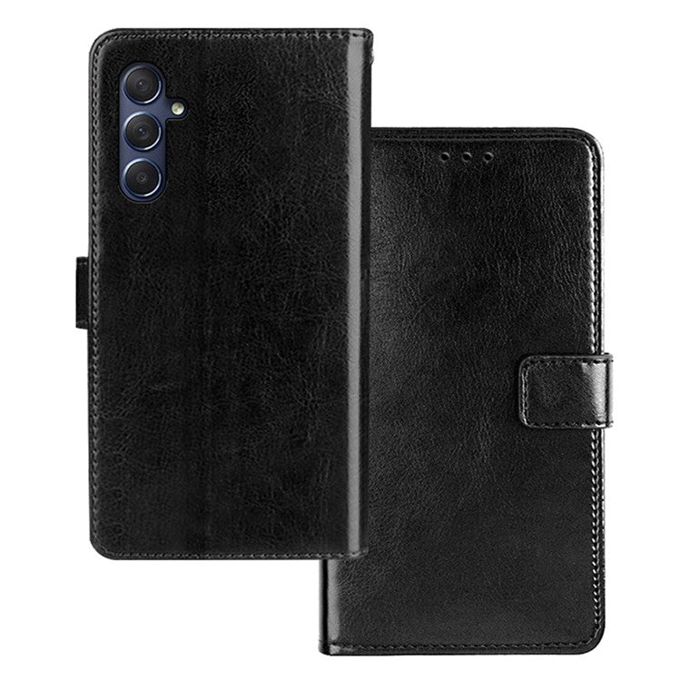 IDEWEI For Samsung Galaxy M54 5G / F54 5G PU Leather Stand Case Crazy Horse Texture Wallet Cover Phone Shell - Black