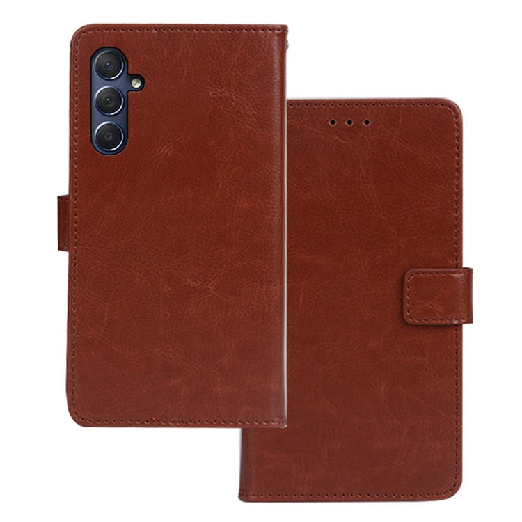IDEWEI For Samsung Galaxy M54 5G / F54 5G PU Leather Stand Case Crazy Horse Texture Wallet Cover Phone Shell - Brown