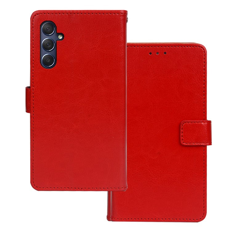 IDEWEI For Samsung Galaxy M54 5G / F54 5G PU Leather Stand Case Crazy Horse Texture Wallet Cover Phone Shell - Red