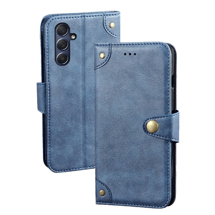 IDEWEI For Samsung Galaxy M54 5G / F54 5G Impact-Resistant Stand Wallet Phone Case PU Leather Cell Phone Cover - Blue