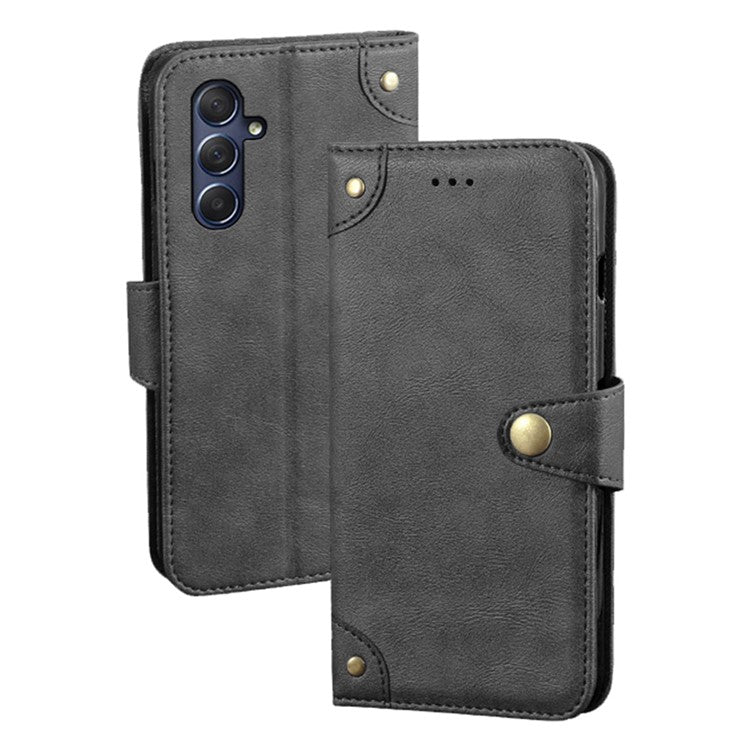 IDEWEI For Samsung Galaxy M54 5G / F54 5G Impact-Resistant Stand Wallet Phone Case PU Leather Cell Phone Cover - Black