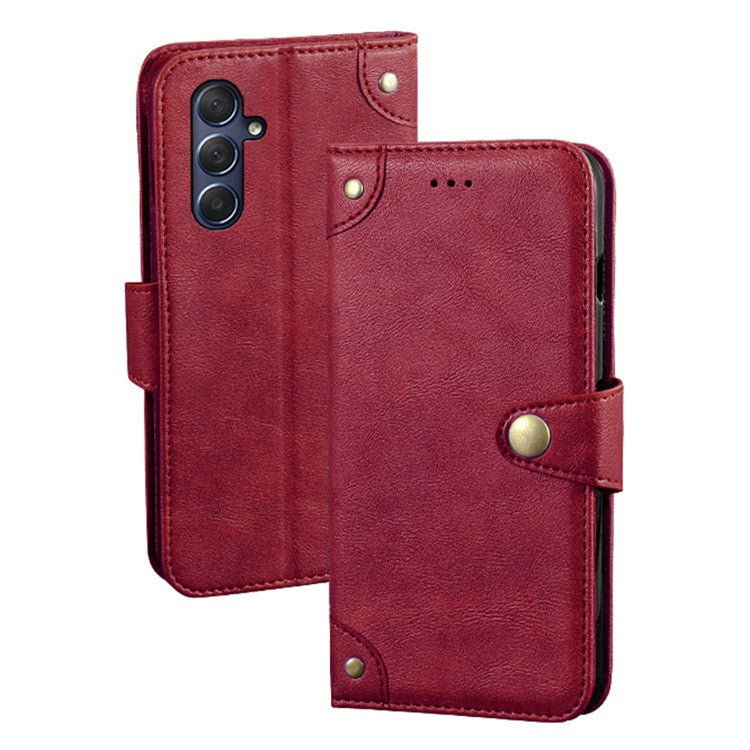 IDEWEI For Samsung Galaxy M54 5G / F54 5G Impact-Resistant Stand Wallet Phone Case PU Leather Cell Phone Cover - Red