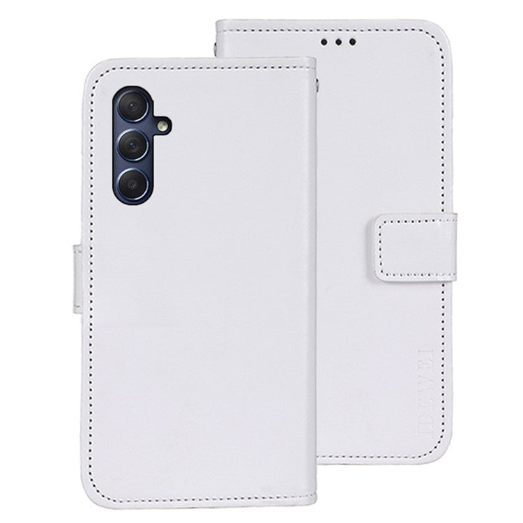 IDEWEI For Samsung Galaxy M54 5G / F54 5G Anti-Scratch Leather Phone Case Wallet Crazy Horse Texture Stand Phone Cover - White