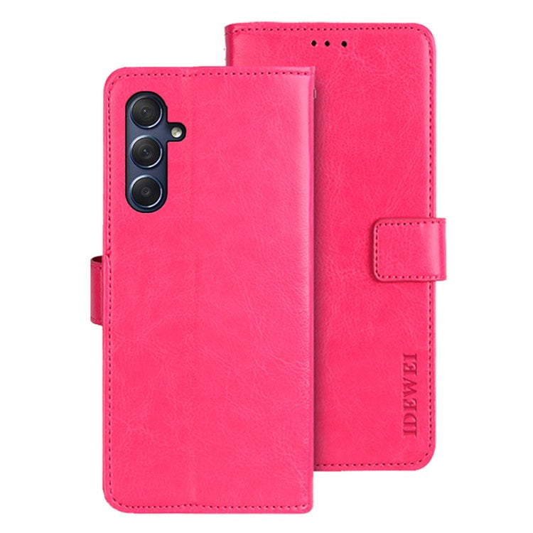 IDEWEI For Samsung Galaxy M54 5G / F54 5G Anti-Scratch Leather Phone Case Wallet Crazy Horse Texture Stand Phone Cover - Rose