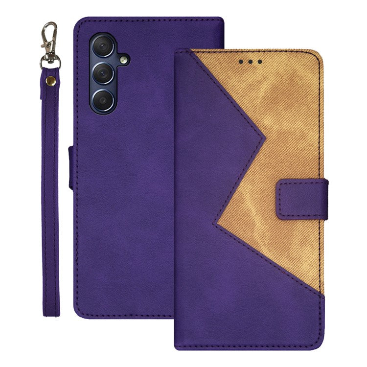 IDEWEI For Samsung Galaxy M54 5G / F54 5G Phone Cover Splicing Style PU Leather Flip Stand Case with Card Slots - Purple