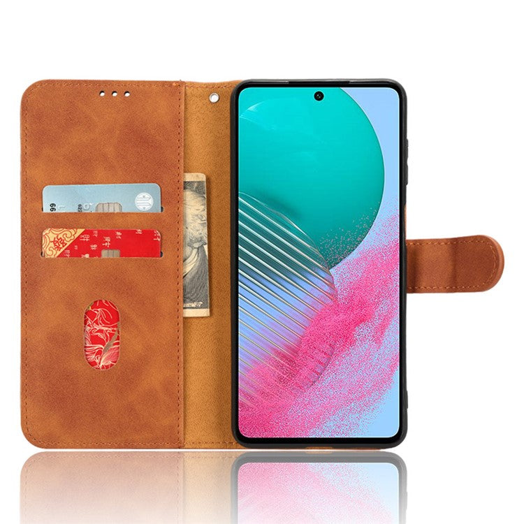 For Samsung Galaxy M54 5G / F54 5G PU Leather Flip Case Skin-touch Wallet Stand Phone Cover - Brown