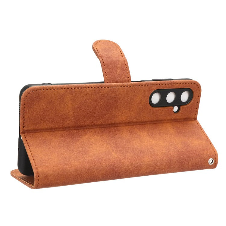 For Samsung Galaxy M54 5G / F54 5G PU Leather Flip Case Skin-touch Wallet Stand Phone Cover - Brown