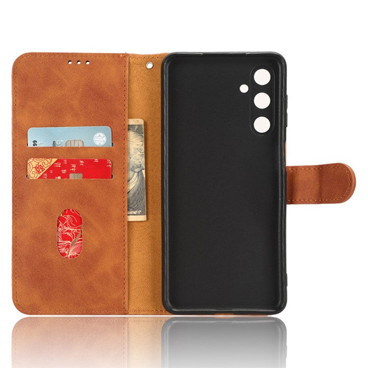 For Samsung Galaxy M54 5G / F54 5G PU Leather Flip Case Skin-touch Wallet Stand Phone Cover - Brown