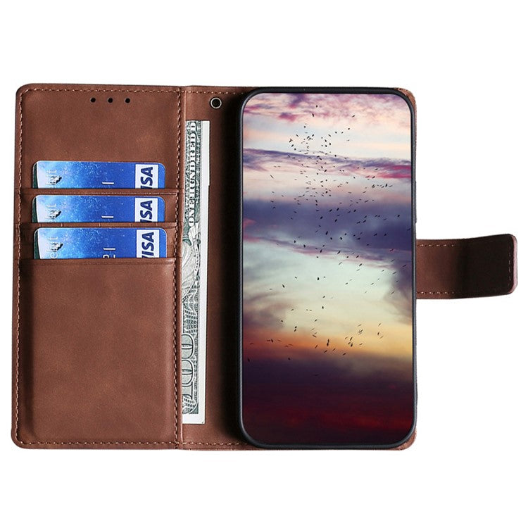 For Samsung Galaxy F14 5G Skin-touch Feeling Phone Case Crocodile Texture Wallet Stand PU Leather Cover - Brown