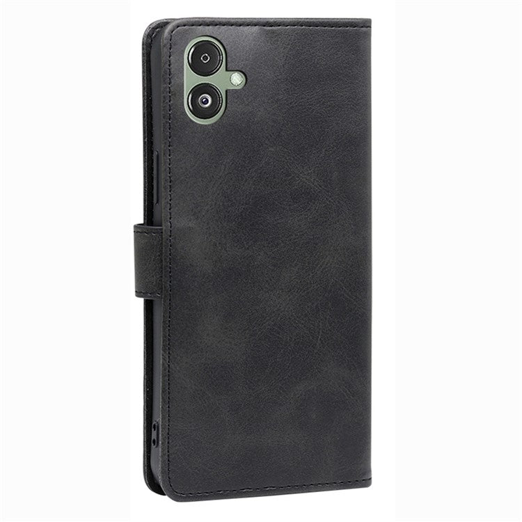 For Samsung Galaxy F14 5G Magnetic Protective Cover Calf Texture Stand Wallet PU Leather+TPU Phone Case - Black