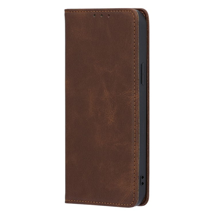 For Samsung Galaxy F14 5G Calf Texture Mobile Phone Protector Case Stand Leather Wallet Cover - Brown