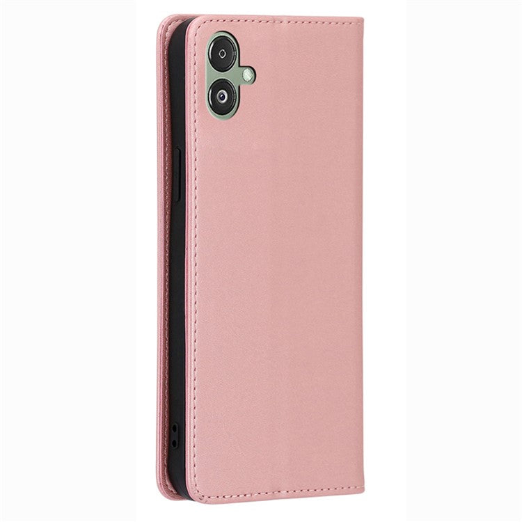 For Samsung Galaxy F14 5G Calf Texture Mobile Phone Protector Case Stand Leather Wallet Cover - Rose Gold