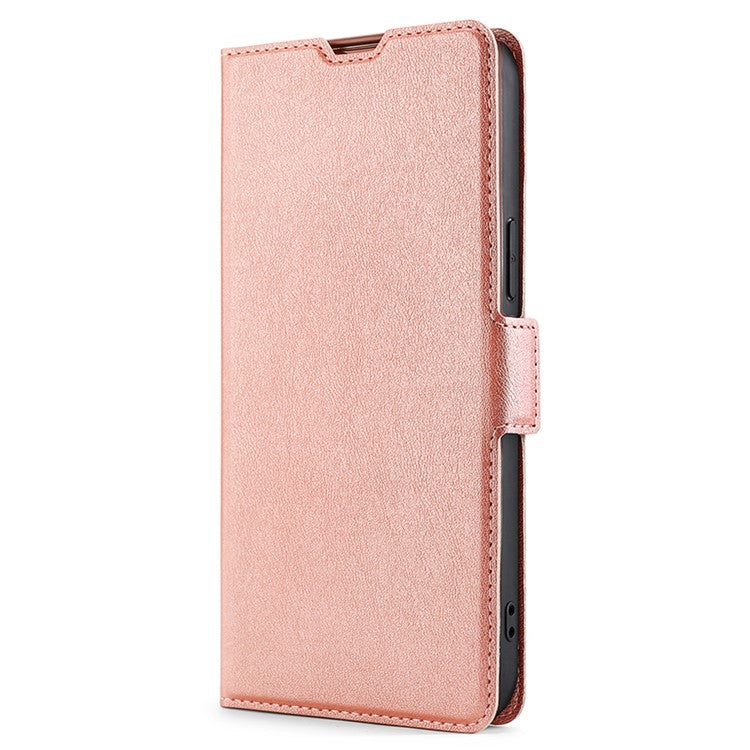 For Samsung Galaxy F14 5G PU Leather Phone Stand Cover Flip Case Card Holder Protection Shell - Rose Gold