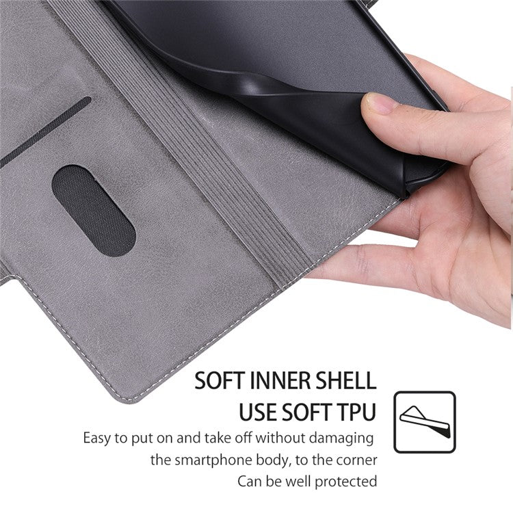 For Samsung Galaxy F14 5G PU Leather Phone Stand Cover Flip Case Card Holder Protection Shell - White