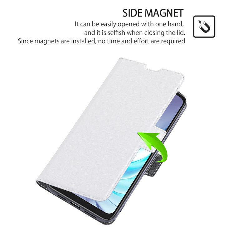 For Samsung Galaxy F14 5G PU Leather Phone Stand Cover Flip Case Card Holder Protection Shell - White