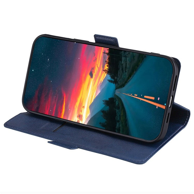 For Samsung Galaxy F14 5G PU Leather Phone Stand Cover Flip Case Card Holder Protection Shell - Blue