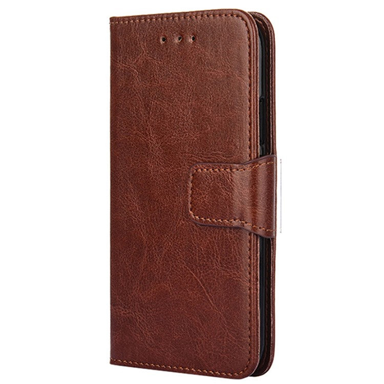 For Samsung Galaxy F14 5G Textured PU Leather Phone Case Wallet Stand Flip Cover - Brown