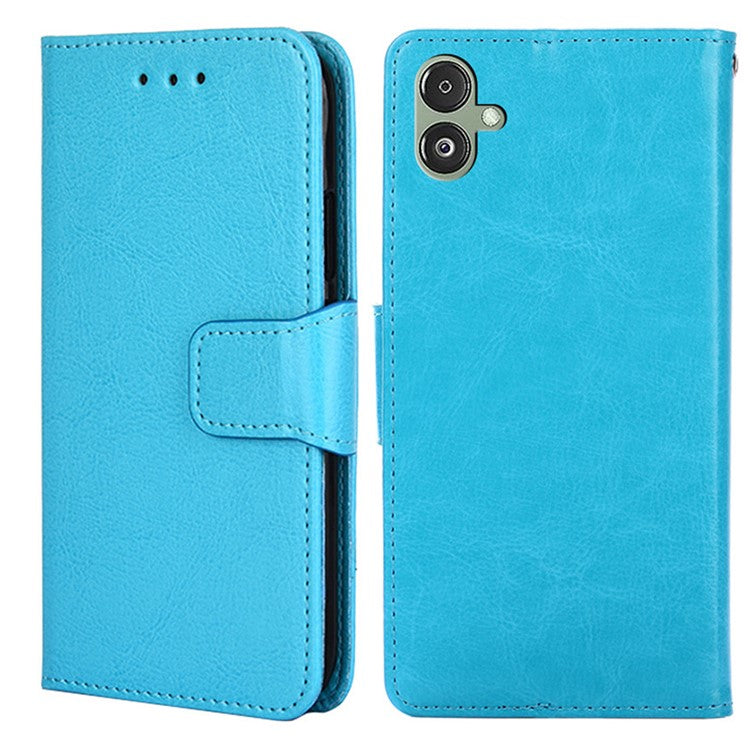 For Samsung Galaxy F14 5G Textured PU Leather Phone Case Wallet Stand Flip Cover - Baby Blue