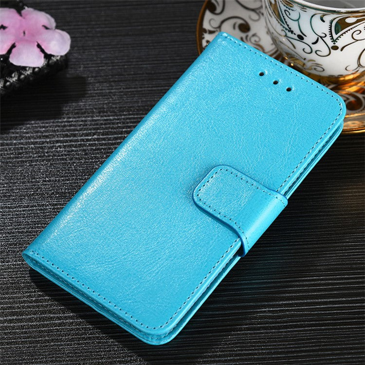 For Samsung Galaxy F14 5G Textured PU Leather Phone Case Wallet Stand Flip Cover - Baby Blue