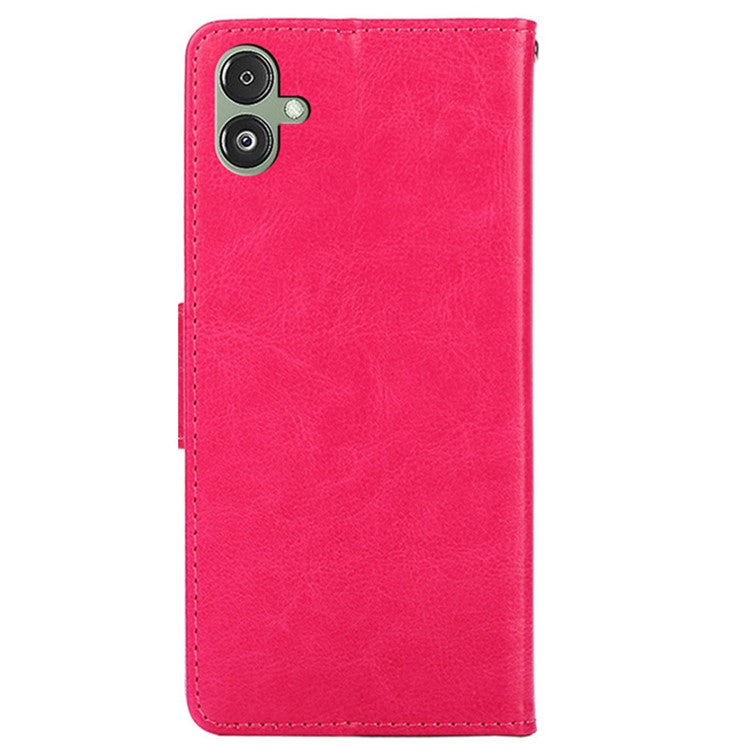 For Samsung Galaxy F14 5G Textured PU Leather Phone Case Wallet Stand Flip Cover - Rose