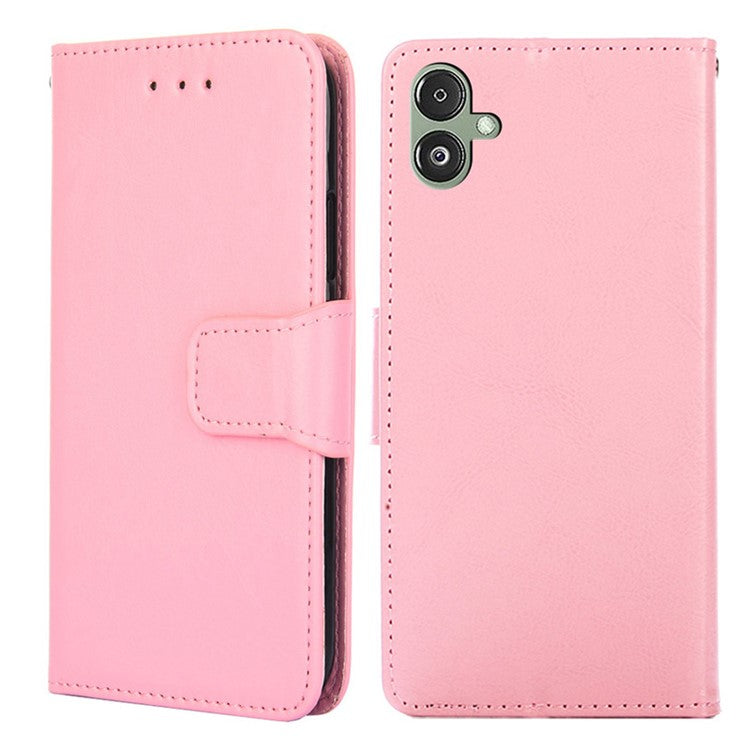 For Samsung Galaxy F14 5G Textured PU Leather Phone Case Wallet Stand Flip Cover - Pink