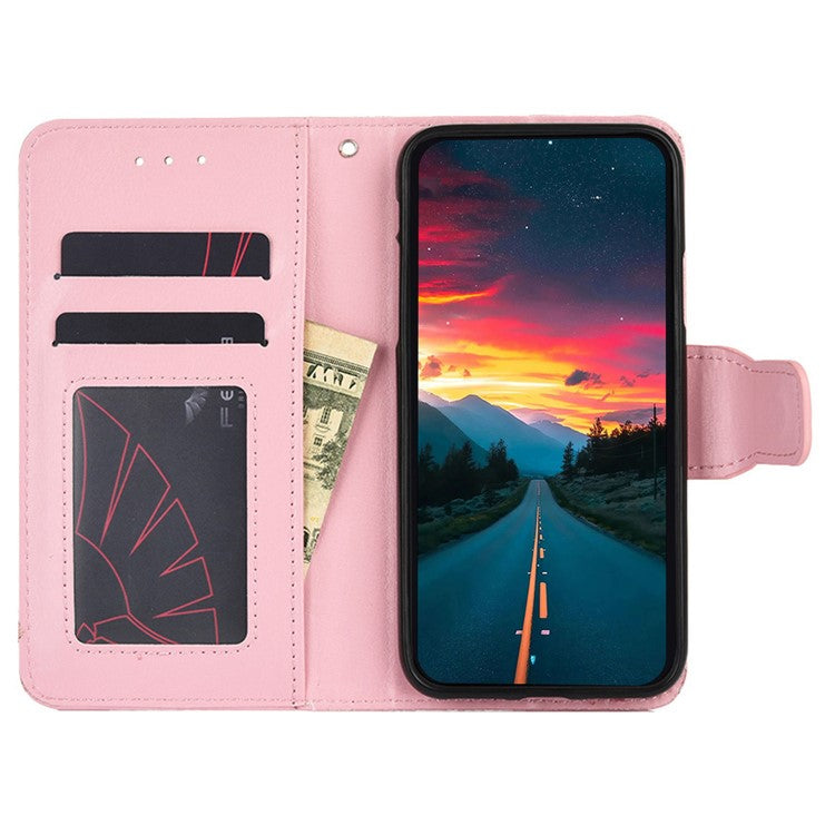 For Samsung Galaxy F14 5G Textured PU Leather Phone Case Wallet Stand Flip Cover - Pink