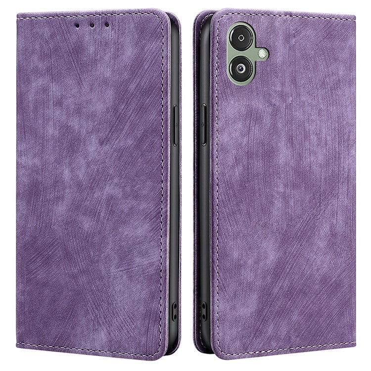 Wallet Case for Samsung Galaxy F14 5G RFID Blocking PU Leather Stand Phone Cover - Purple
